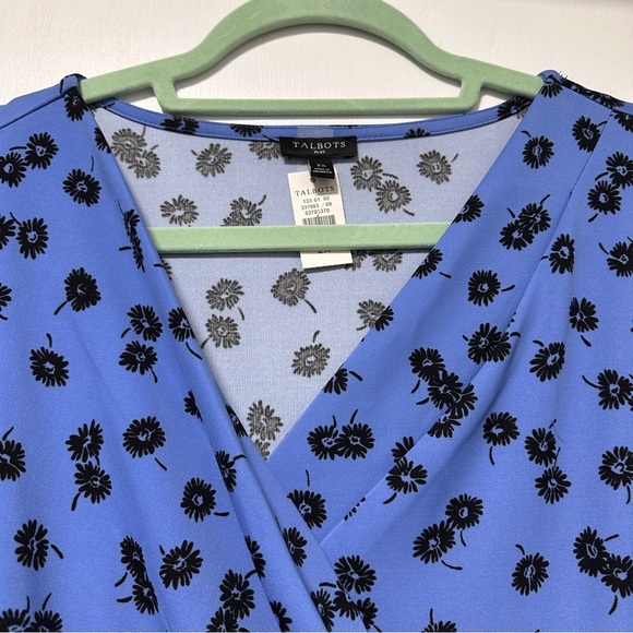 Talbots Blue Floral Jersey Faux Wrap Dress Womens Plus Size 2X NWT Spring Office - Picture 5 of 17